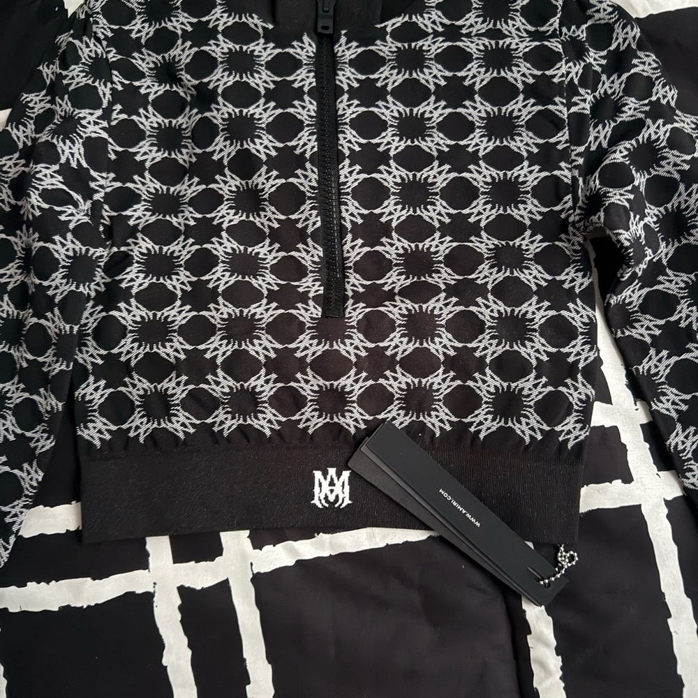 AMIRI Black and Gray Long Sleeve Top